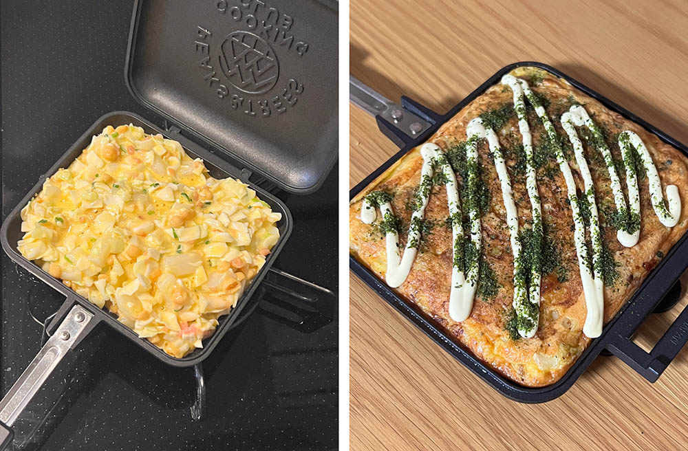 ホットサンドメーカーで作ったお好み焼き